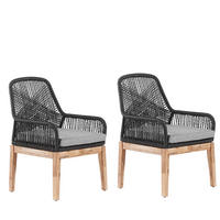 GARTENSTUHL 2er-Set Massivholz hellgrau Olbia - Hellbraun/Schwarz, Kunststoff (64/89/71cm) - Beliani