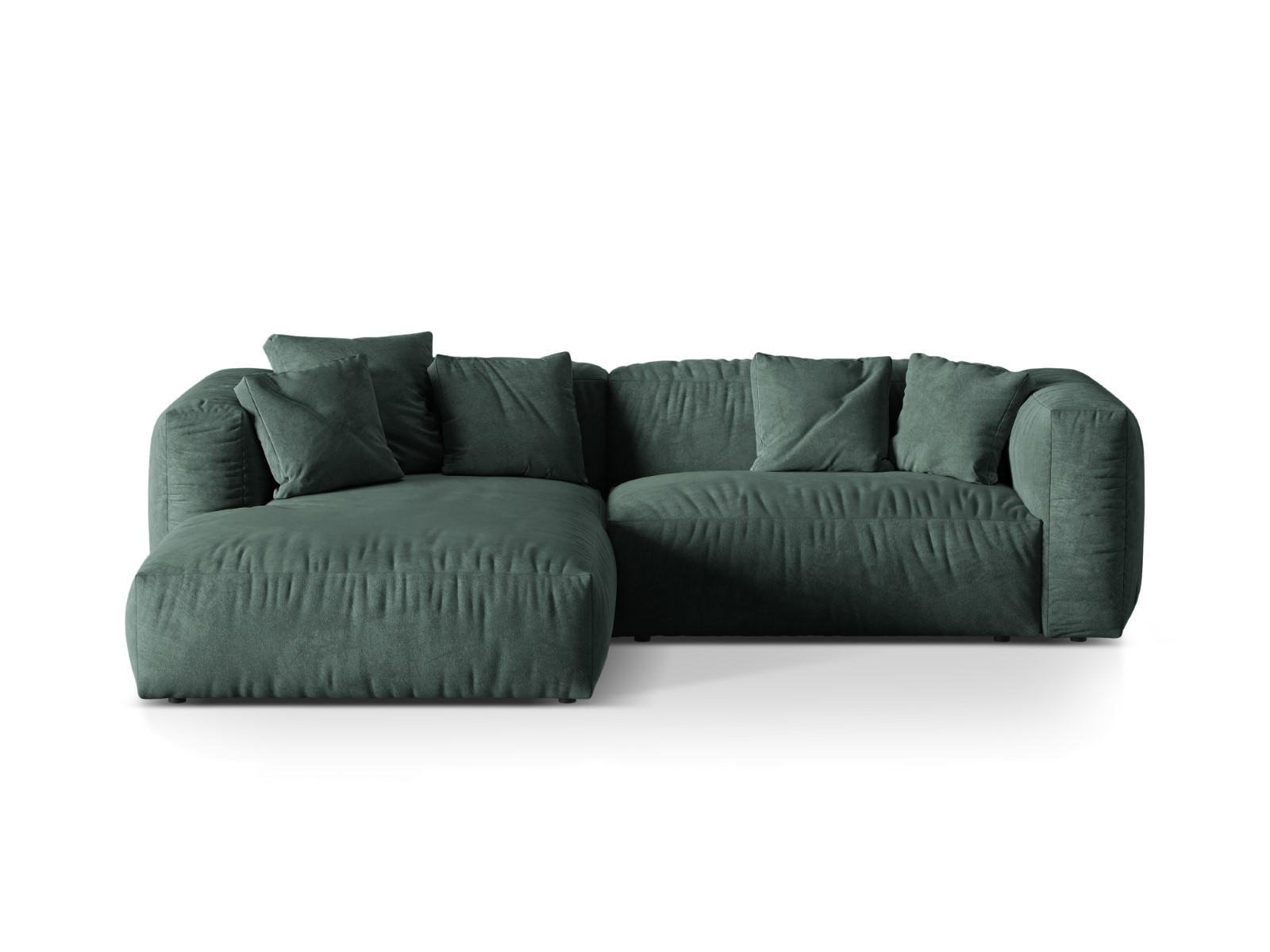 ECKSOFA modular links Martina aus Samt petrol 2 Sitzplätze - Salbeigrün, Textil (176/283cm) - Micadoni