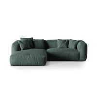 ECKSOFA modular links Martina aus Samt petrol 2 Sitzplätze - Salbeigrün, Textil (176/283cm) - Micadoni
