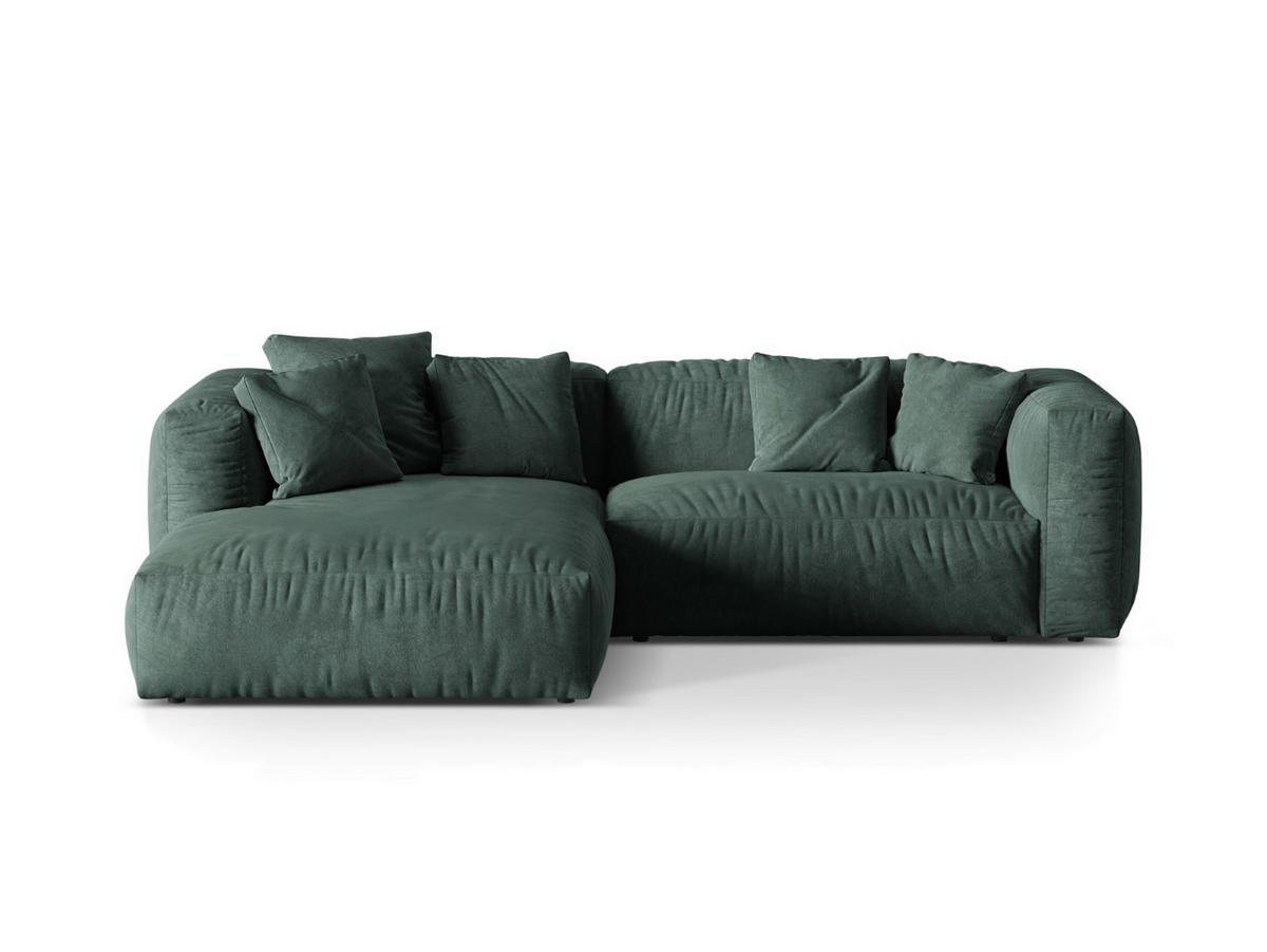 ECKSOFA modular links Martina aus Samt petrol 2 Sitzplätze - Salbeigrün, Textil (176/283cm) - Micadoni