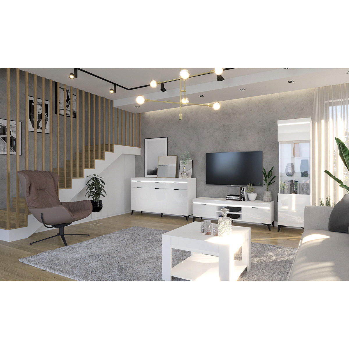 TV-MÖBEL Ruben Weiß - Weiß, Holzwerkstoff (157/48/40cm) - Petits-meubles