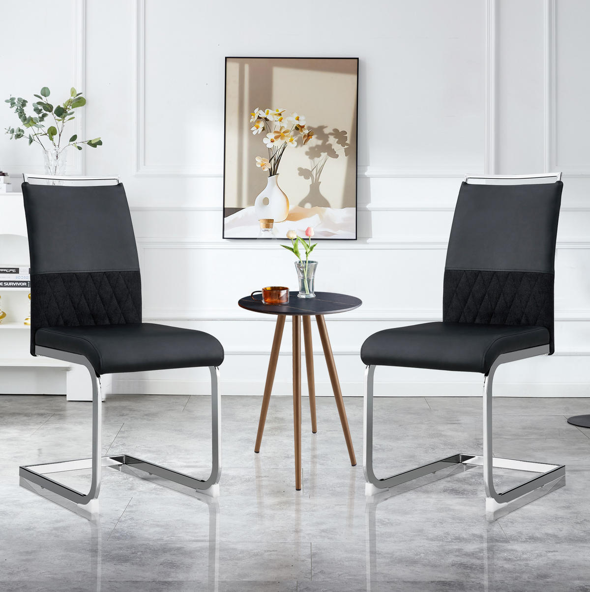 ESSZIMMERSTUHL 2er-Set ergonomisch Metall Schwarz - Schwarz, Metall (42/95/48cm) - Meubliv