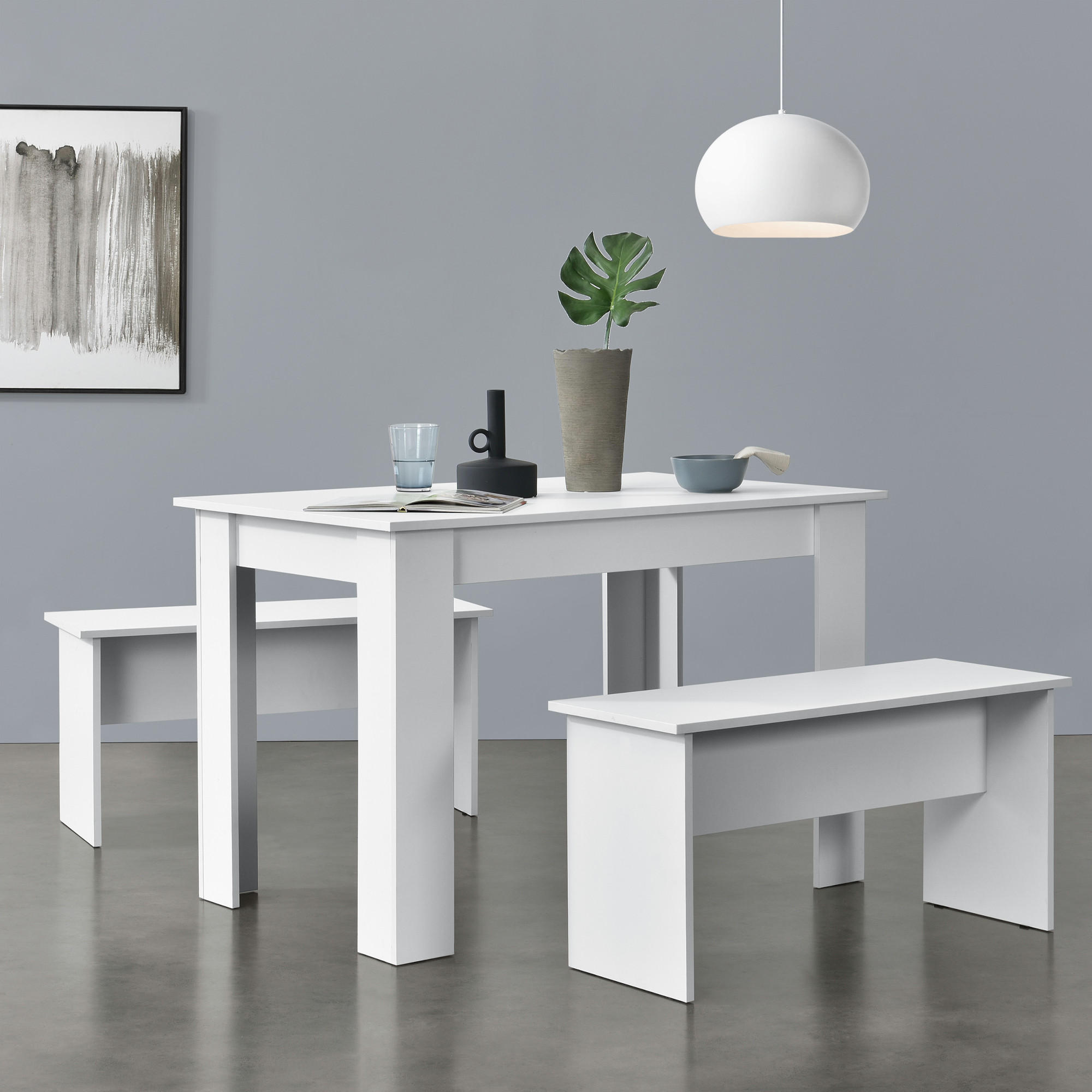 TISCHGRUPPE Hokksund - Weiß, Holzwerkstoff (110/73/70cm) - [en.casa]