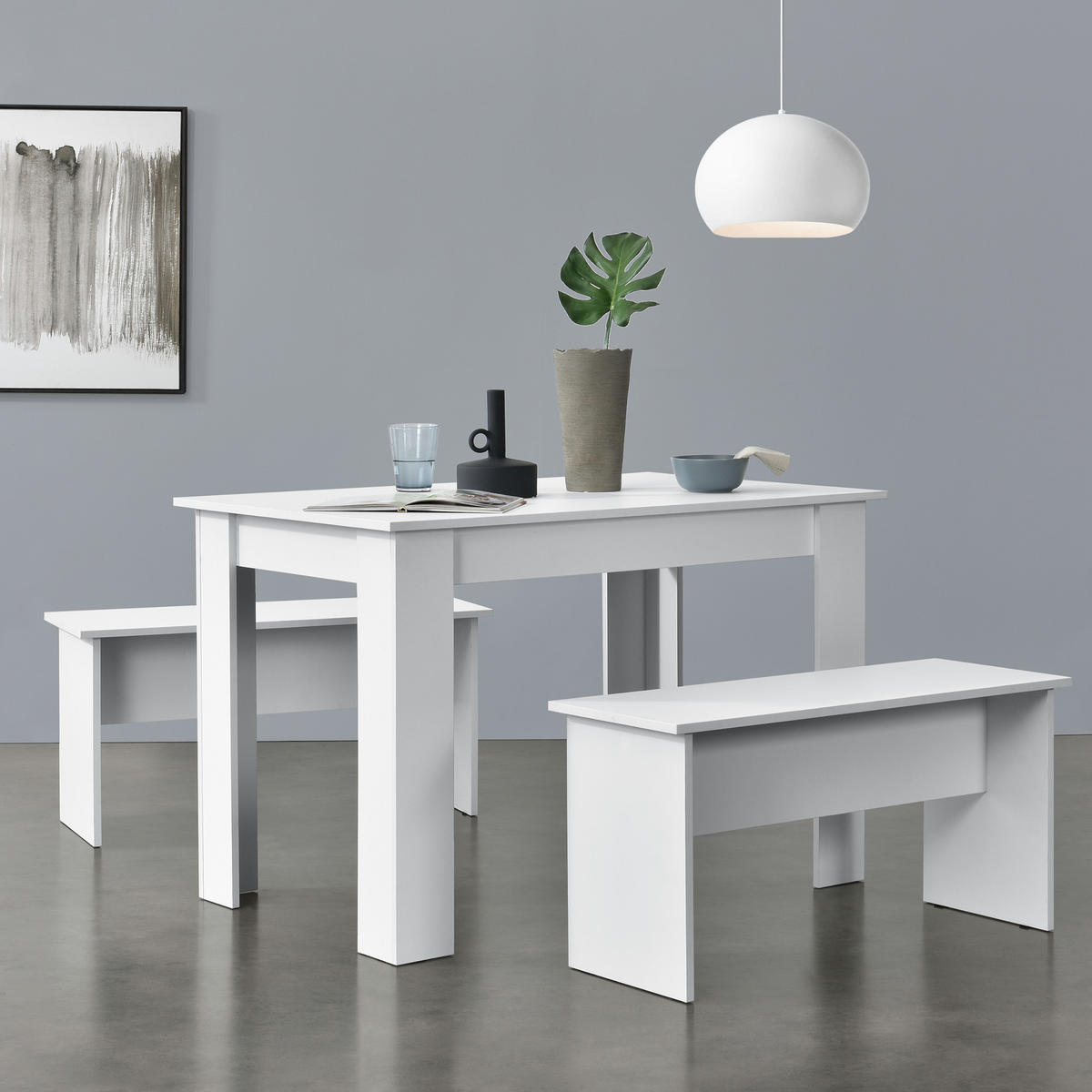 TISCHGRUPPE Hokksund - Weiß, Holzwerkstoff (110/73/70cm) - [en.casa]