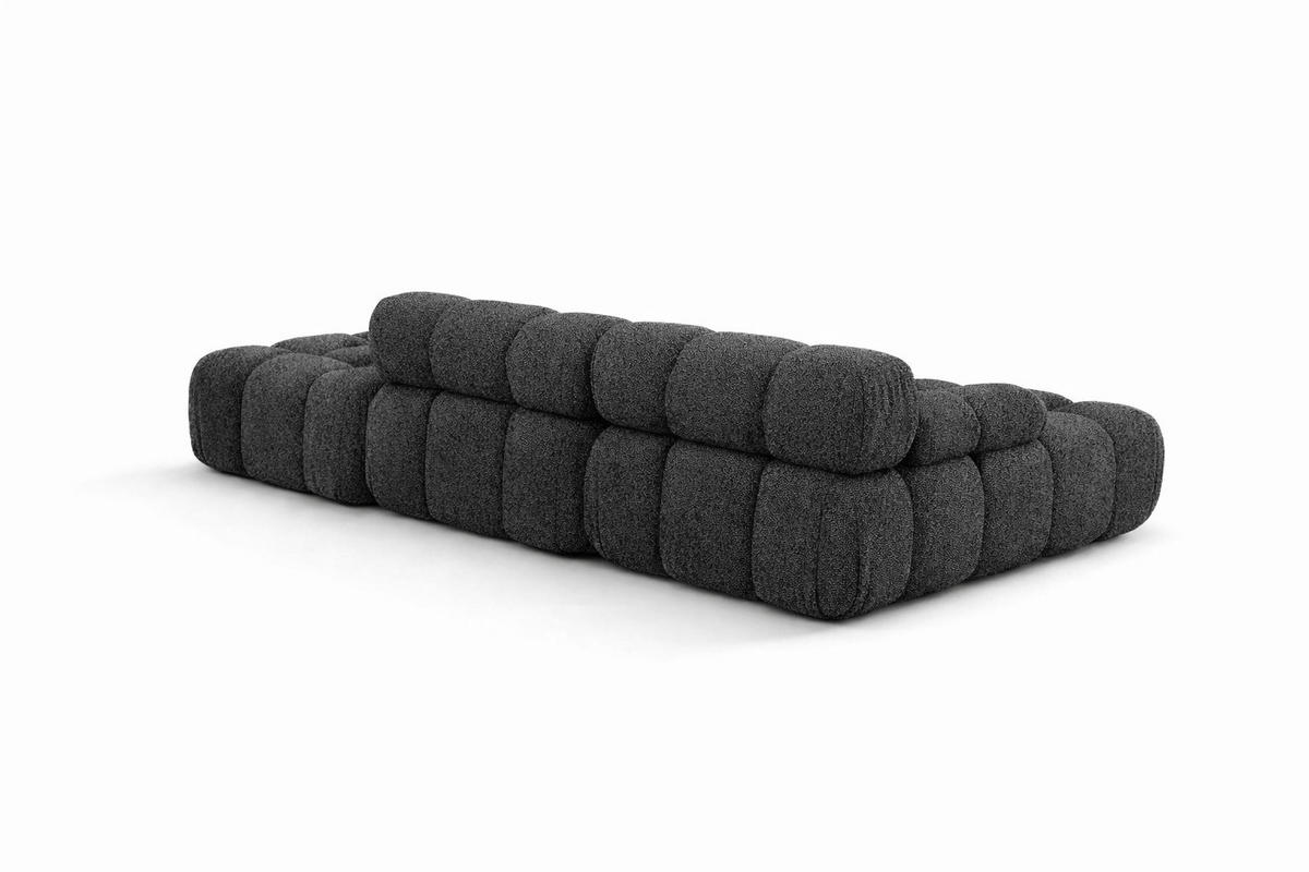 ECKSOFA L-Form Modular Mit Hocker, Bouclé-Stoff Abriamo, Graphit, Rechts, Selia - Graphitfarben, Holz (285/160cm) - Kaiser Möbel