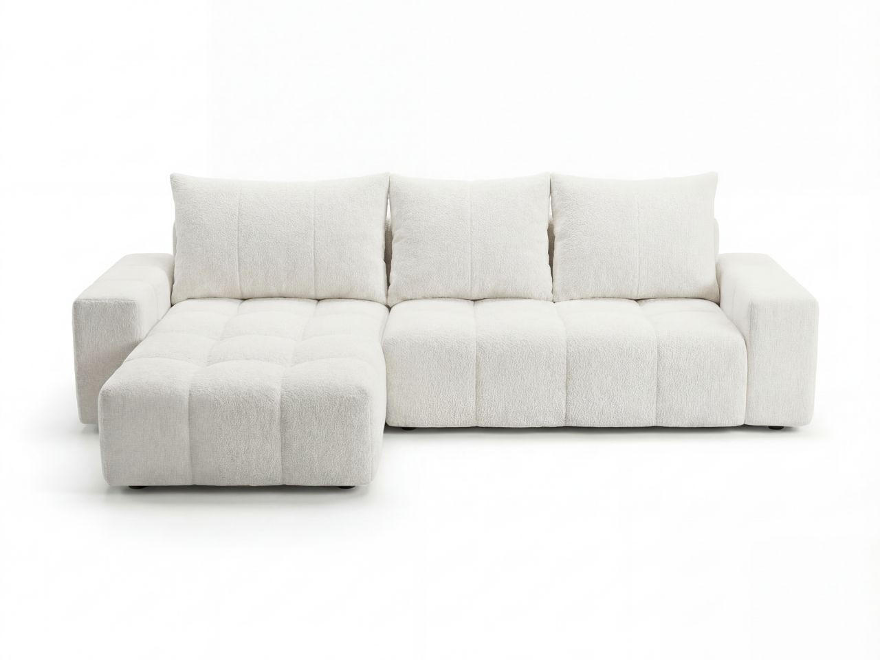 ECKSOFA Bresso Bouclé-Stoff Creme - Creme, Holz/Textil (255/168cm) - Graingold