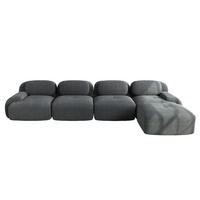 ECKSOFA 388/178/70 cm Grau Cord mit extra-breiten Armlehnen, Rahmenloses - Grau, Textil (388/178cm) - Oxeza