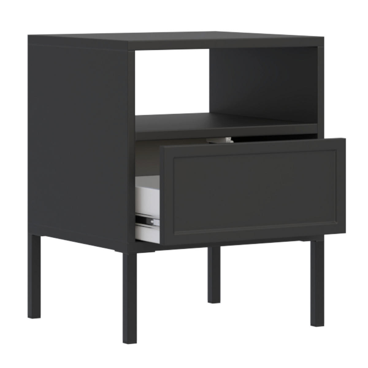NACHTTISCH VELVETO schwarz 50 cm - Schwarz, Holzwerkstoff/Metall (45/54/40cm) - Selsey