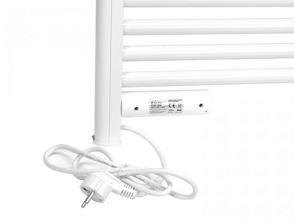 HANDTUCHTROCKNER Weiß mit Elektrosystem und Wandhalterung 500 W - Weiß, Metall (54/107/4cm) - Purline