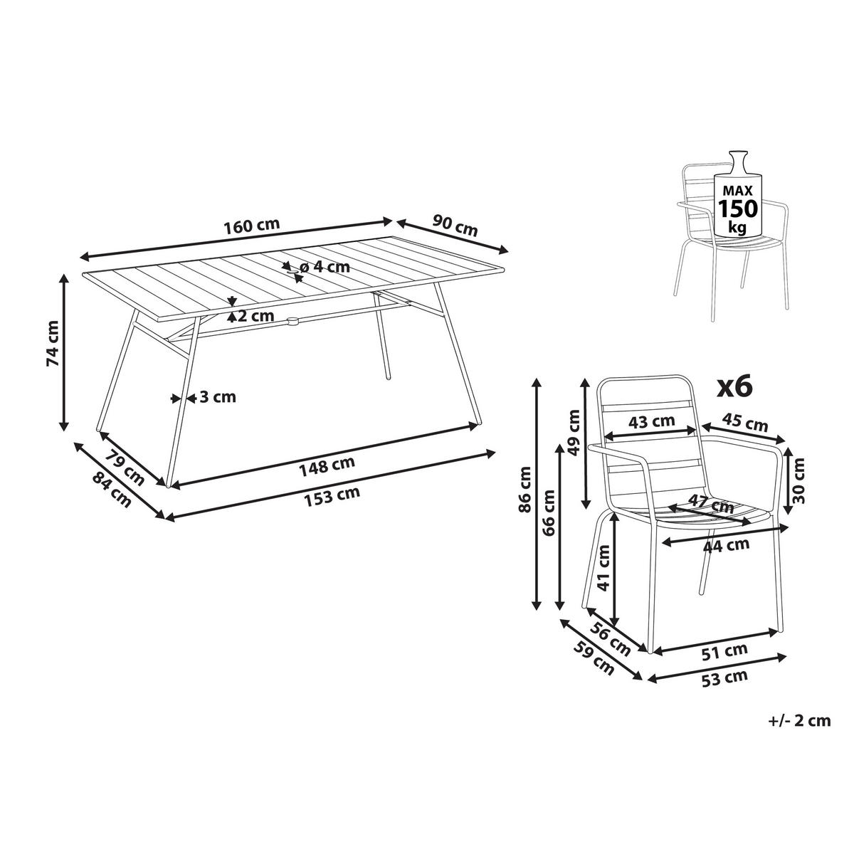 GARTENMÖBEL-SET 6-Sitzer Mintgrün Metall Terenzo - Mintgrün, Metall - Beliani