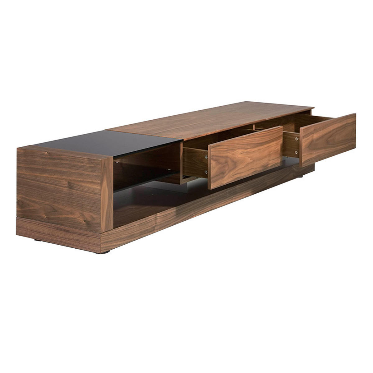 TV-ELEMENT Walnuss Schwarz 200/45/38 cm - Walnussfarben/Schwarz, Holz/Metall (200/38/45cm) - ANGEL CERDA