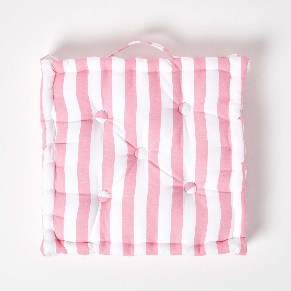 SITZKISSEN rosa-weiß gestreift 40/40/8 cm - Rosa, Textil (40/40/8cm) - Homescapes