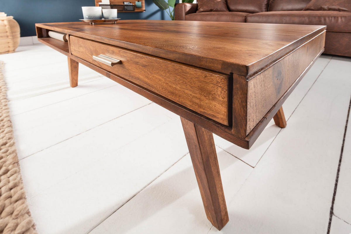 COUCHTISCH RETRO Sheesham rechteckig Natur 100cm - Braun, Holz (55/100/40cm) - riess-ambiente