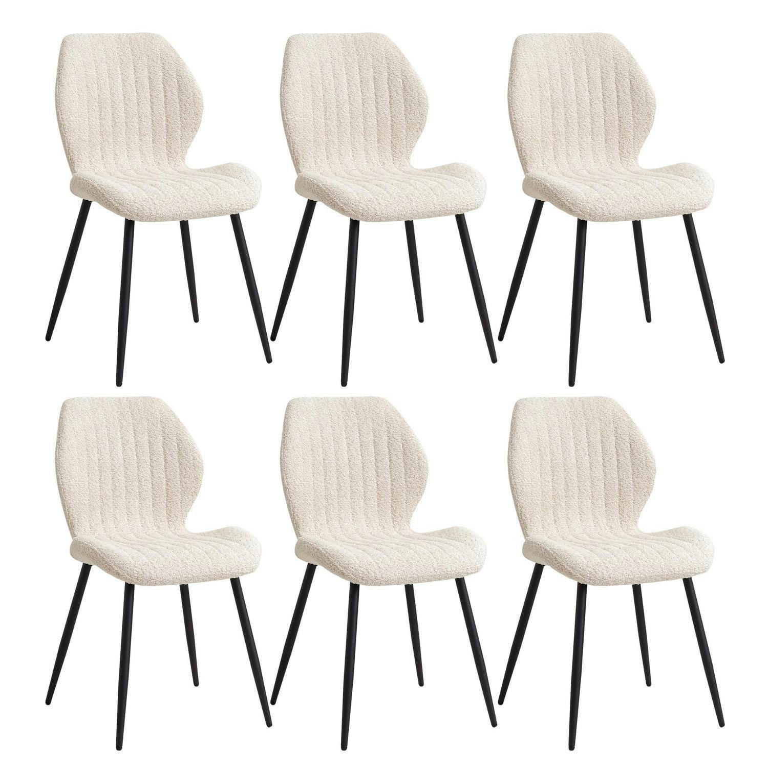 ESSZIMMERSTÜHLE 6er Set Stoff Beige Metallbeine - Beige, Textil (43/86/47.5cm)