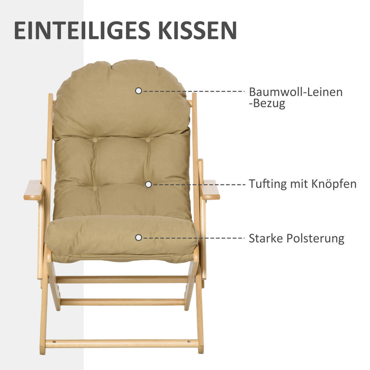 KLAPPBARER Relaxsessel in Braun 89x71x96 cm mit 3-fach verstellbarer Rückenlehne - Braun, Kunststoff (71/96/89cm) - IVMEU