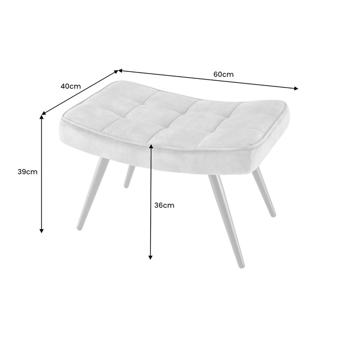 HOCKER SCANDINAVIA Samt Grau 60 cm - Schwarz/Grau, Textil/Metall (60/39/40cm) - riess-ambiente