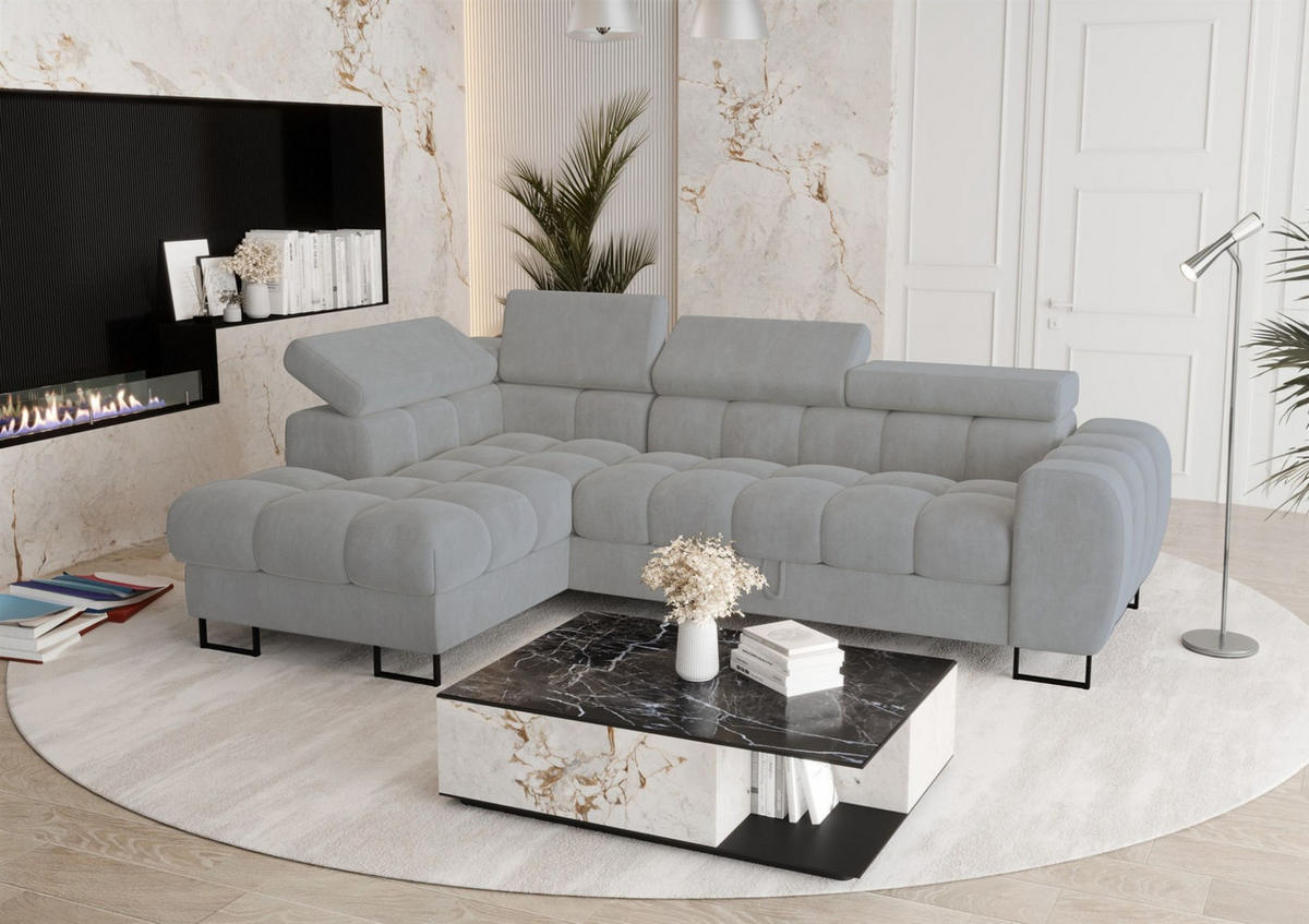ECKSOFA Bastien Mit Schlaffunktion - Grau, Holzwerkstoff/Textil (170/260cm) - Fun Möbel
