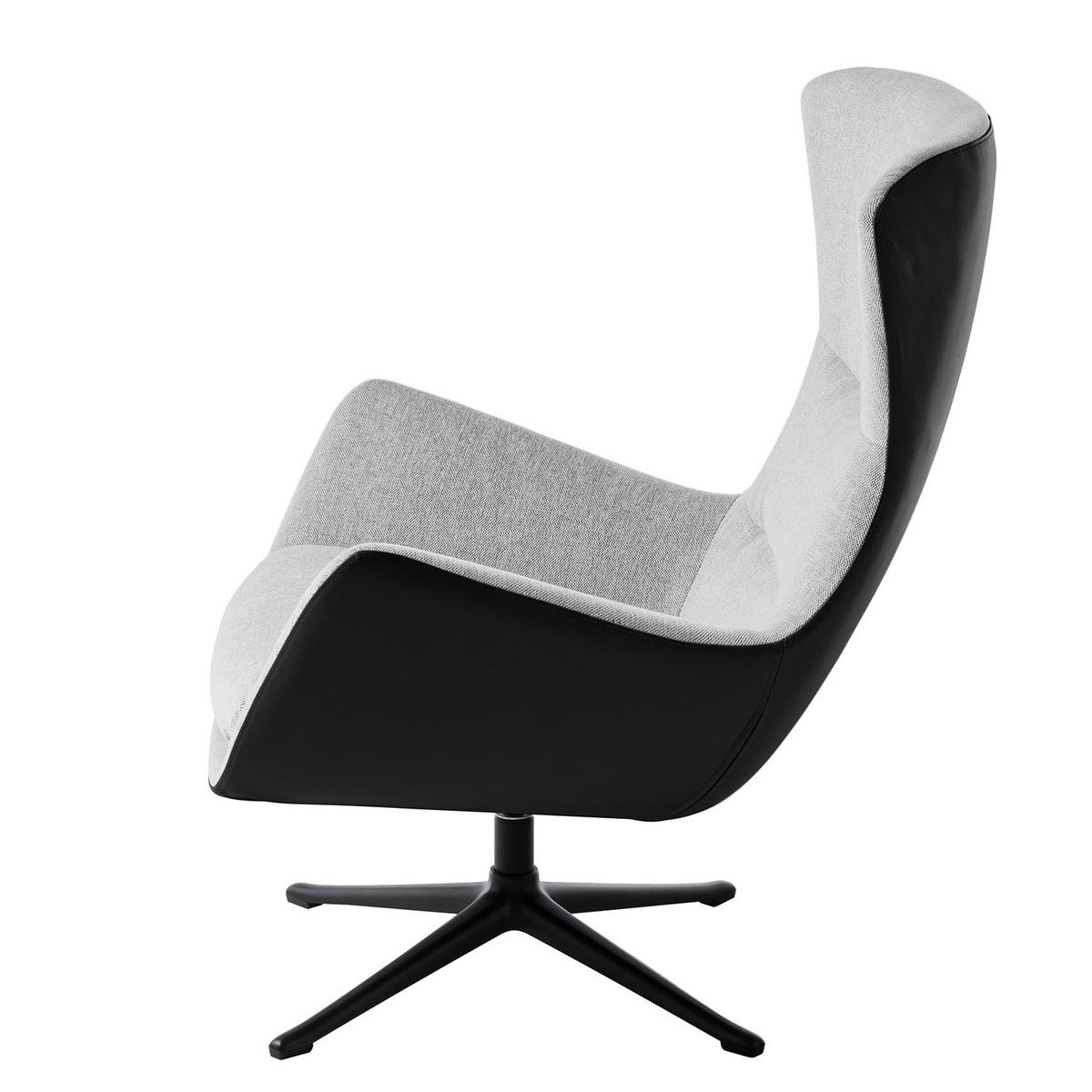 SESSEL mit Kreuzfuß - Hellgrau/Schwarz, Textil/Metall (84/99/96cm) - home24