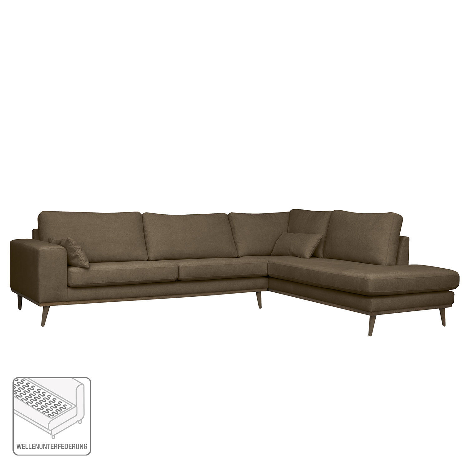 ECKSOFA mit Ottomane - Eichefarben/Beige, Textil (287/219cm) - home24
