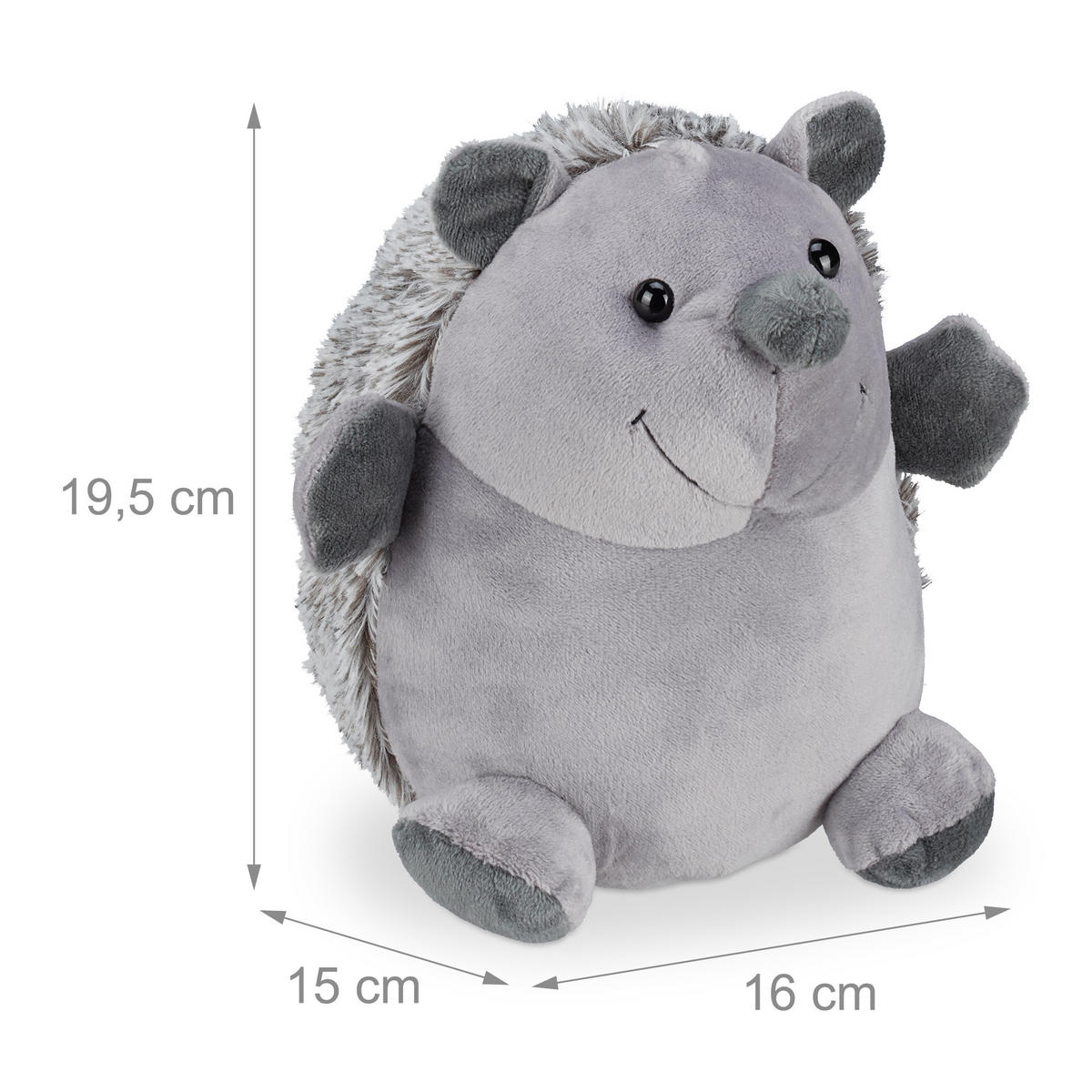 DÖRRSTOPP Grå igelkott tyg - Grå, Textil/Naturmaterial (16/15cm) - Relaxdays