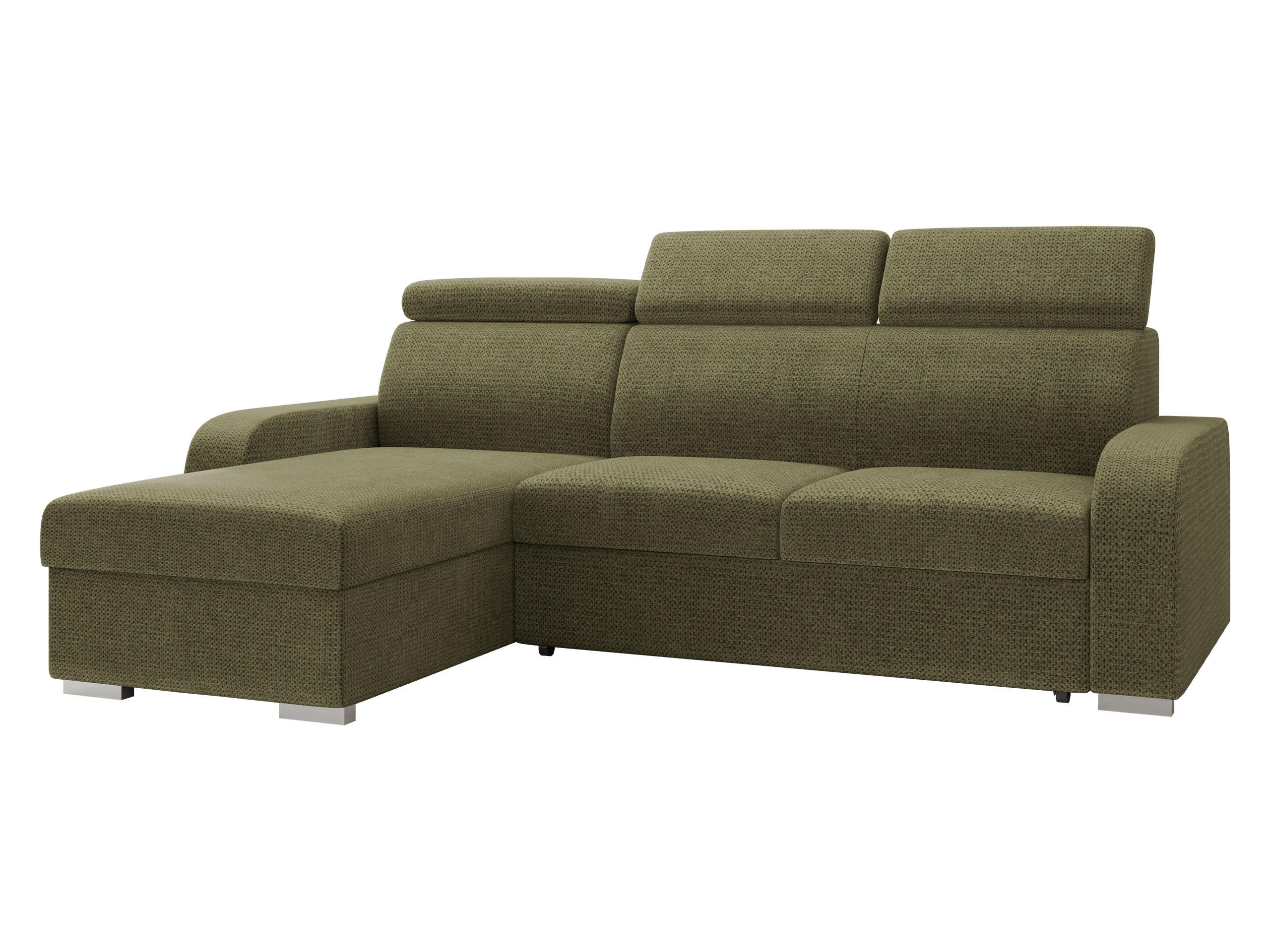 ECKSOFA Oslo 2rLC - Silberfarben/Grün, Holz/Textil (235/170cm) - MIRJAN24