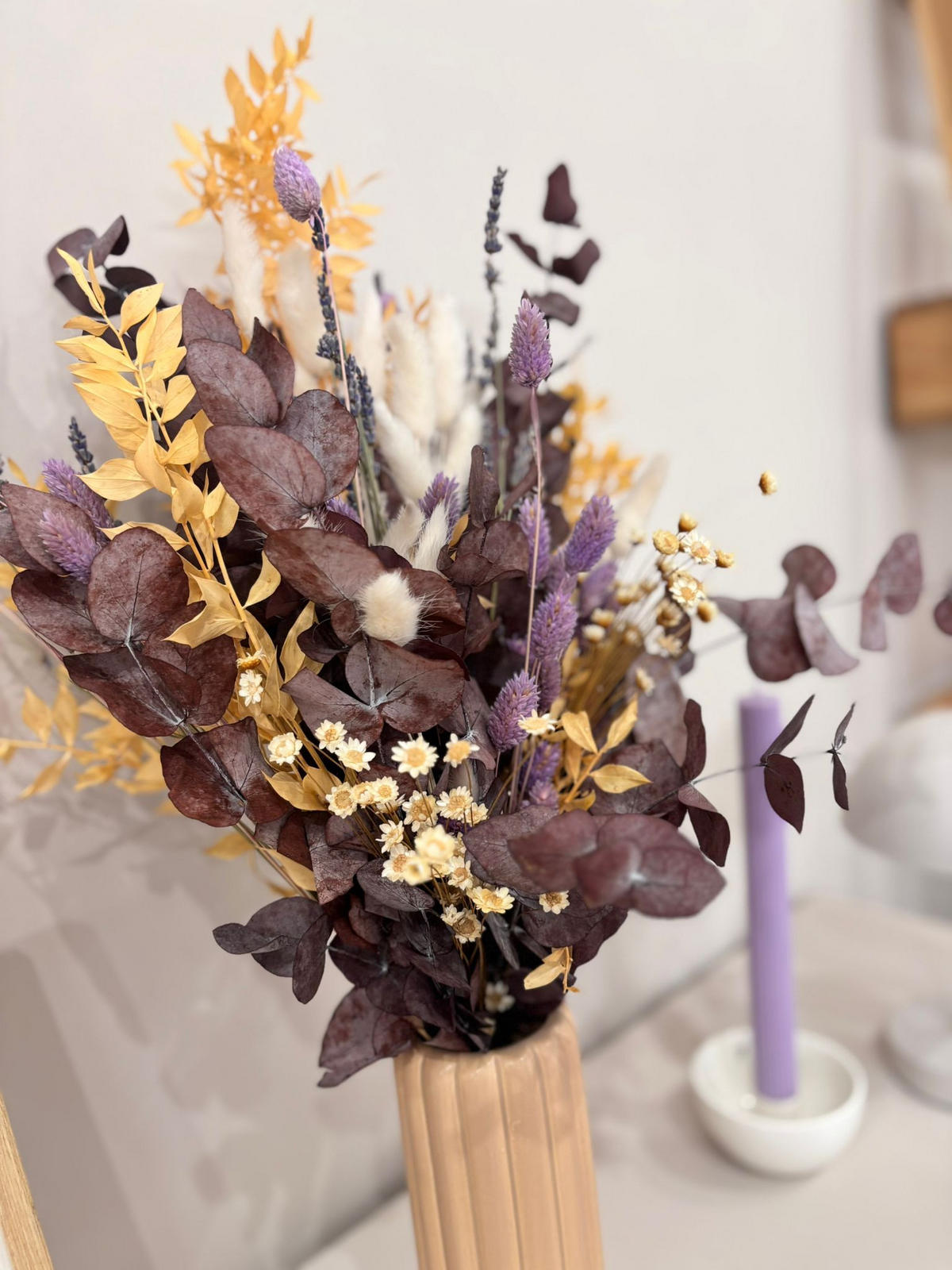 TROCKENBLUMENSTRAUSS Purple Harmony - 50 cm - Lila, Naturmaterialien (50cm) - Lykke & You