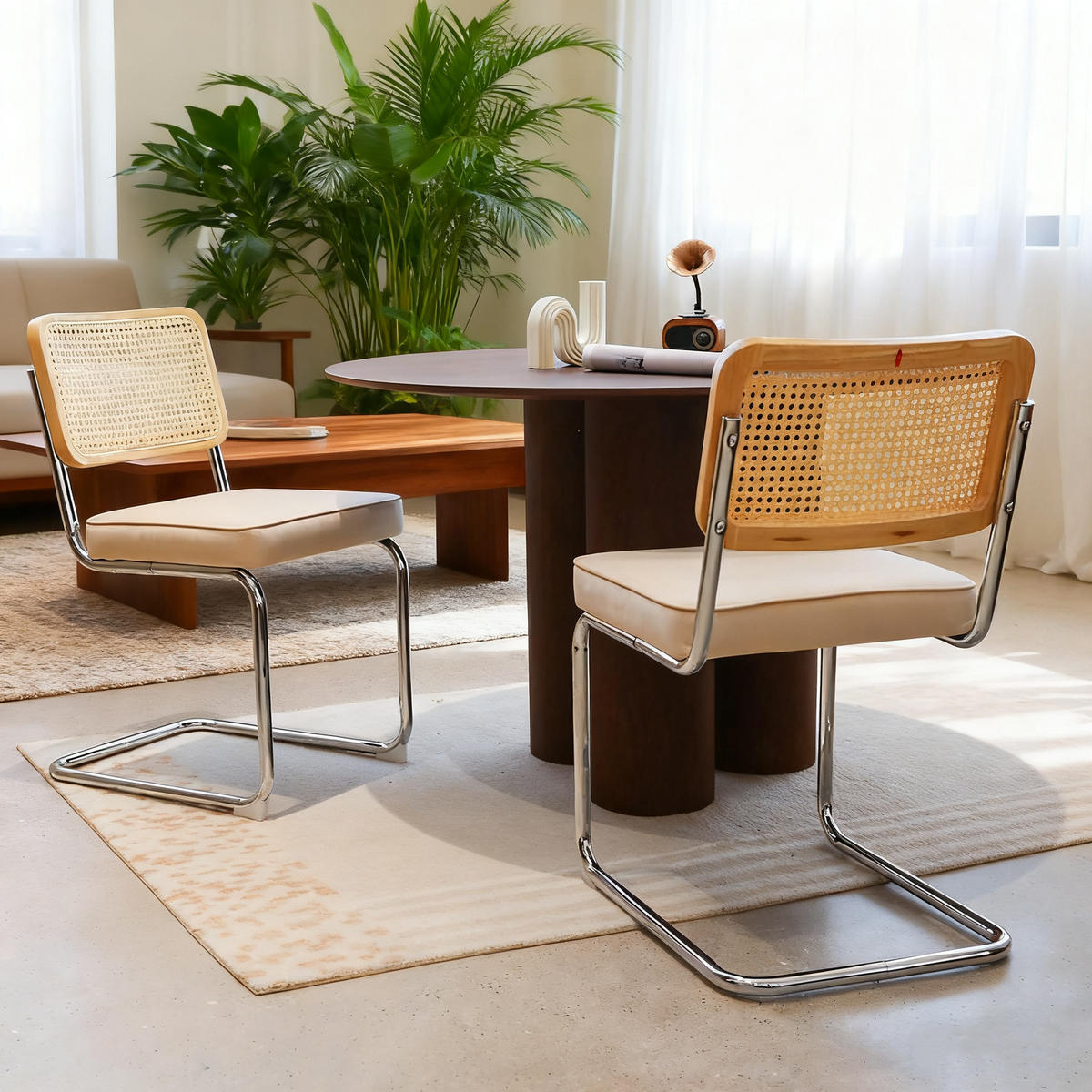 SCHWINGSTUHL DE-36902 2er-Set mit Rattan-Rückenlehne Beige - Beige, Metall (46.4/84.6/53cm) - ComfortXL