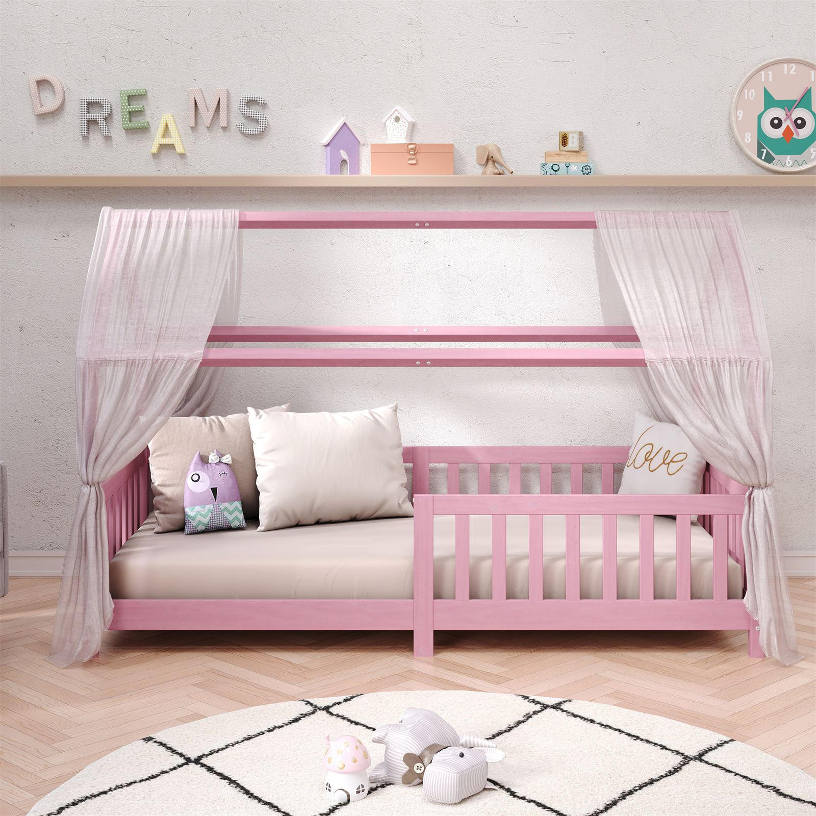 HAUSBETT NINA 90X200 CM - Rosa, Holz (96/135/206cm) - IDIMEX
