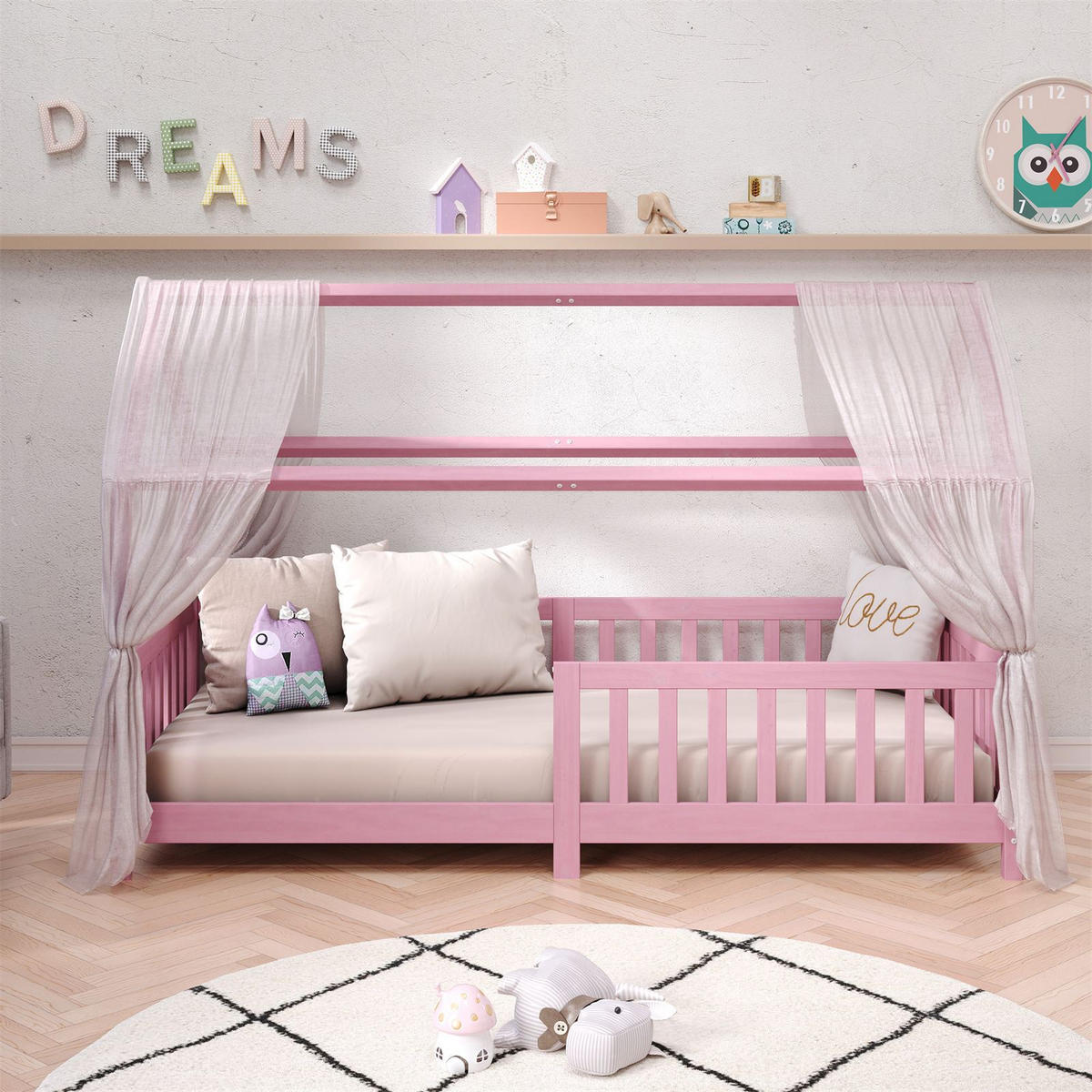 HAUSBETT NINA 90X200 CM - Rosa, Holz (96/135/206cm) - IDIMEX