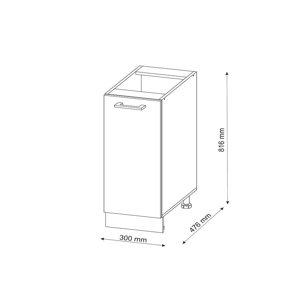 APOTHEKERSCHRANK R-Line Grau 30 cm, AP Eiche - Weiß/Braun, Holzwerkstoff (30/81.6/60cm) - Vicco
