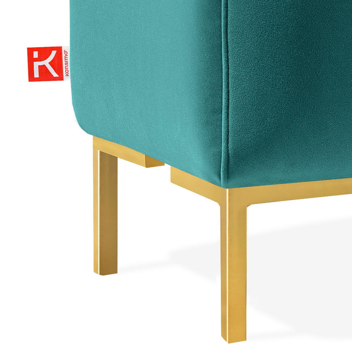 SITZHOCKER Polsterhocker PECCO, Veloursstoff - Blau/Goldfarben, Holz/Textil (60/50/50cm) - KONSIMO®
