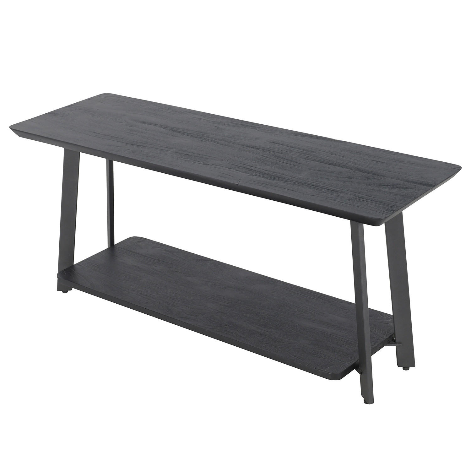 MASSIVE GARDEROBENBANK - Metall / Massivholz Akazie - Akazie Grau / Anthrazit - Akaziefarben/Grau, Holz/Metall (100/45/35cm) - home24