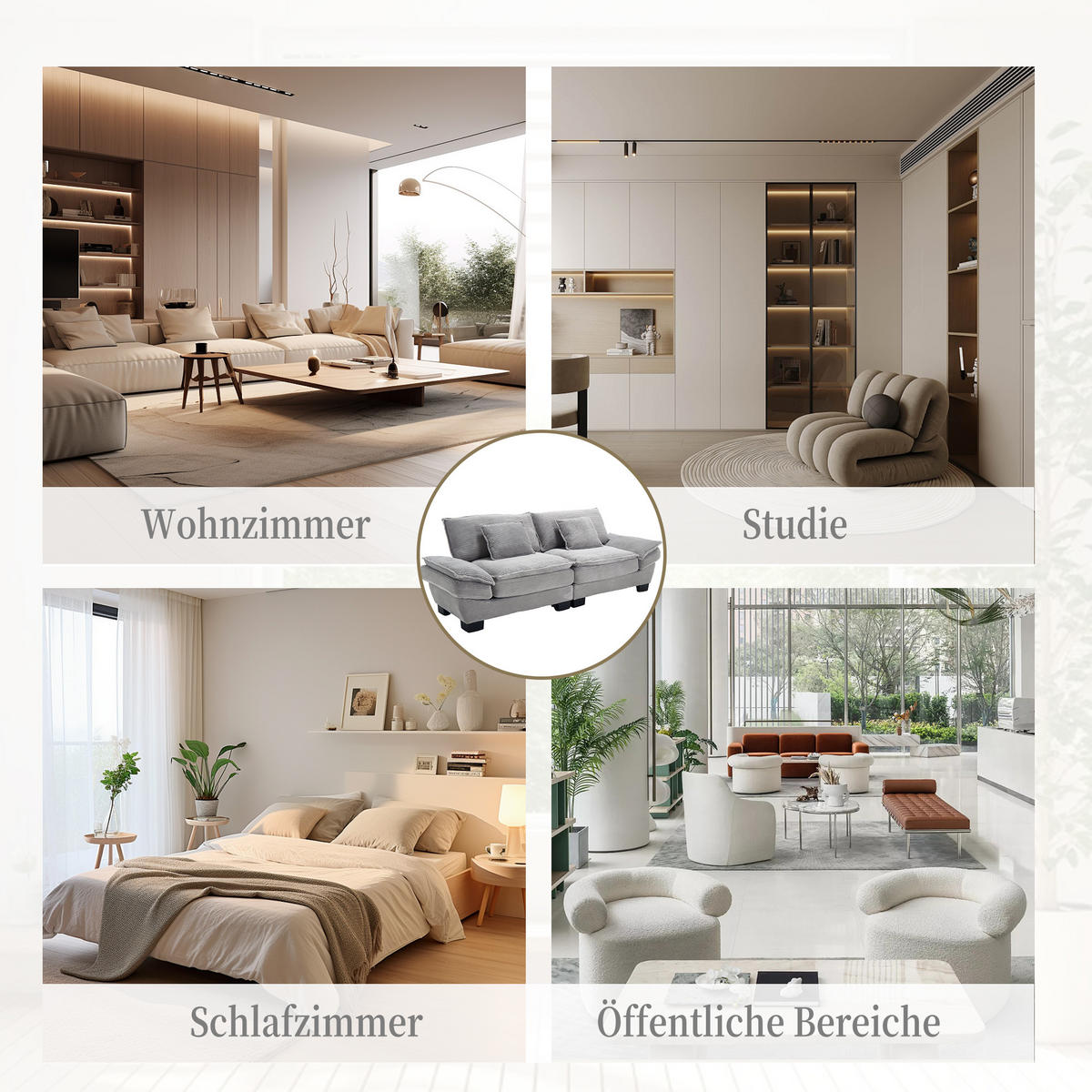 2-SITZER Sofa Samt mit extra tiefem Sitz und Kissen 224/81/81 cm Hellgrau - Hellgrau, Textil (81/224/81cm) - Redom