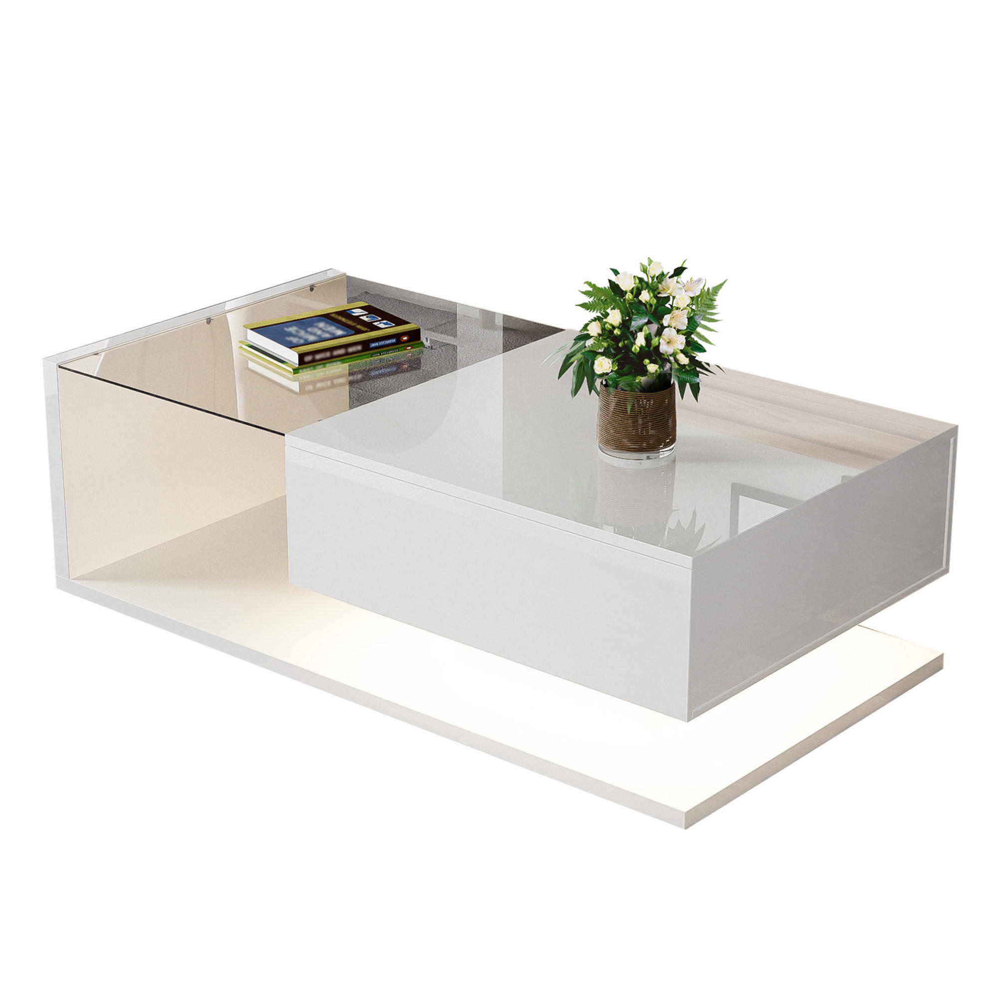 Meubliv Couchtisch Weiß 55x32.5x105 cm