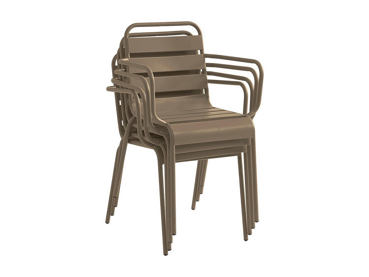 GARTENSESSEL stapelbar 2er-Set - Metall - Taupe - MIRMANDE von MYLIA - Braun, Metall (56/79/59cm) - Vente-Unique