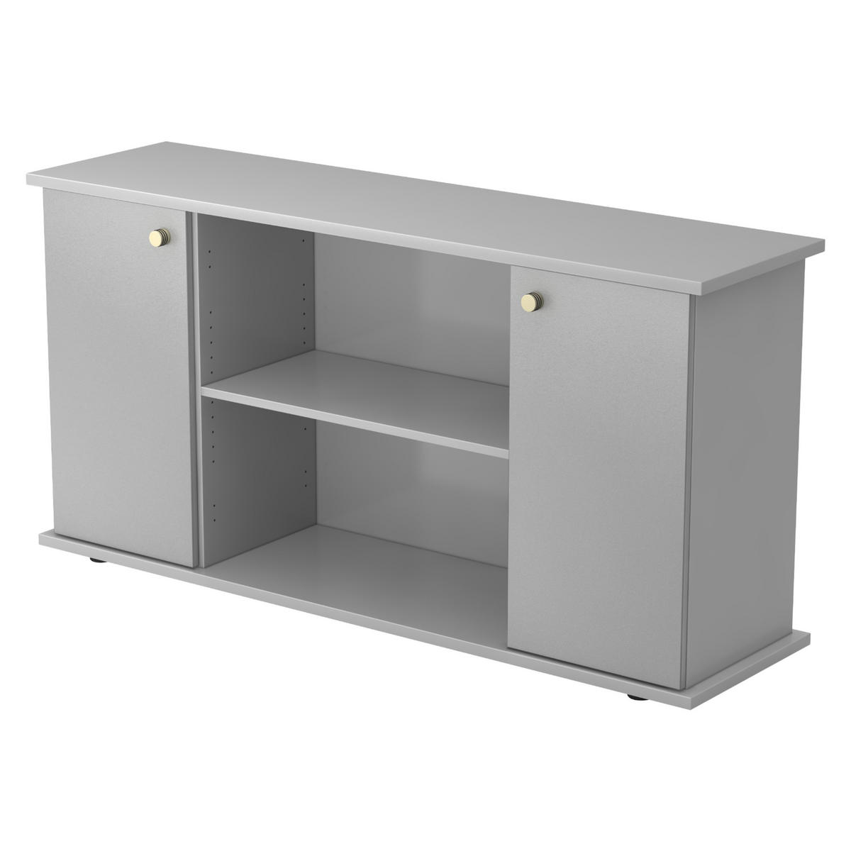 SIDEBOARD mit 2 Flügeltüren 44,8/166,1/84 cm in Grau/Silberfarben Knauf/Streifengriff - Silberfarben/Grau, Holzwerkstoff (166.1/84/44.8cm) - bümö
