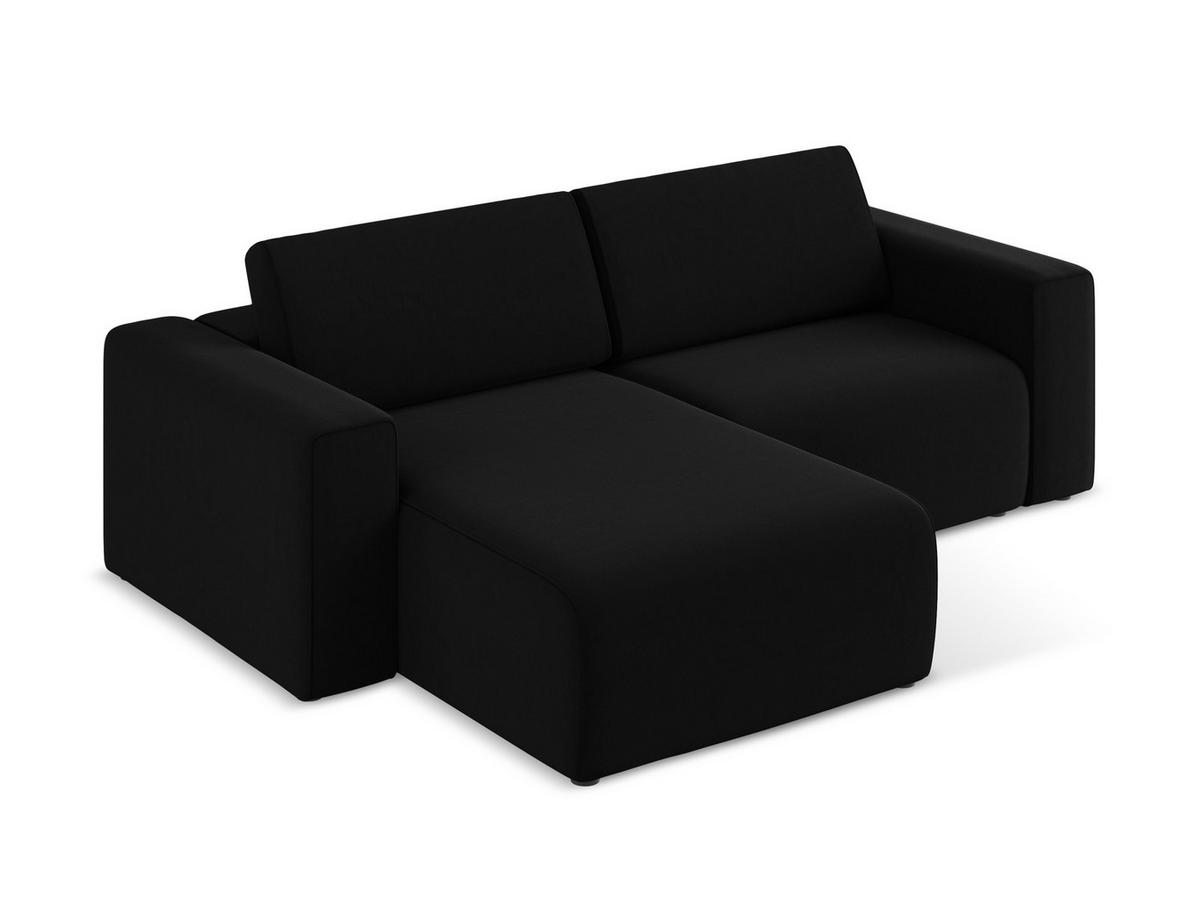 ECKSOFA Links Samt Stoff Schwarz - Schwarz/Grün, Kunststoff/Textil (167/224cm) - Makamii