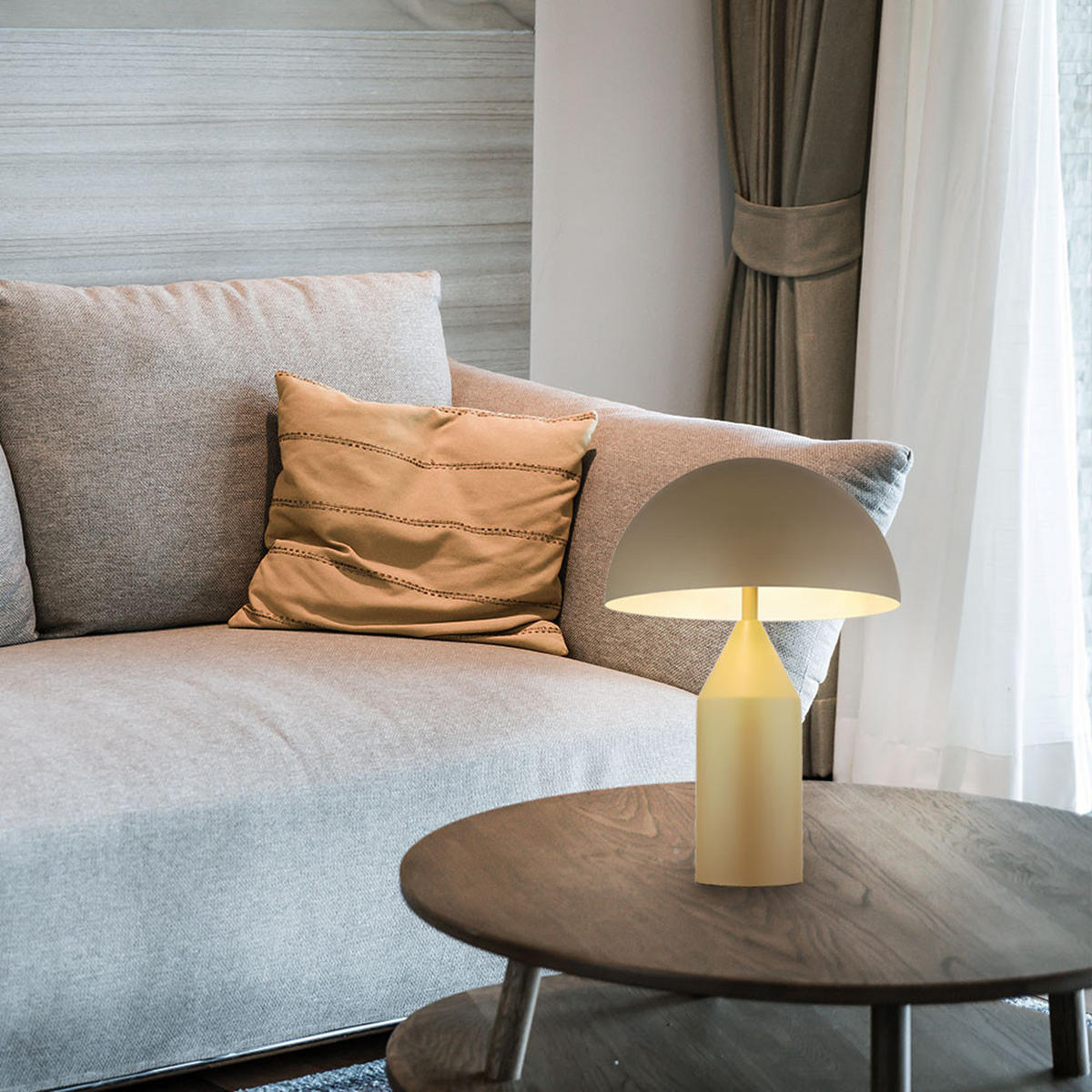 LED TISCHLEUCHTE Metall Beige Sand - Beige, Glas (28/28/39cm) - Globo Lighting