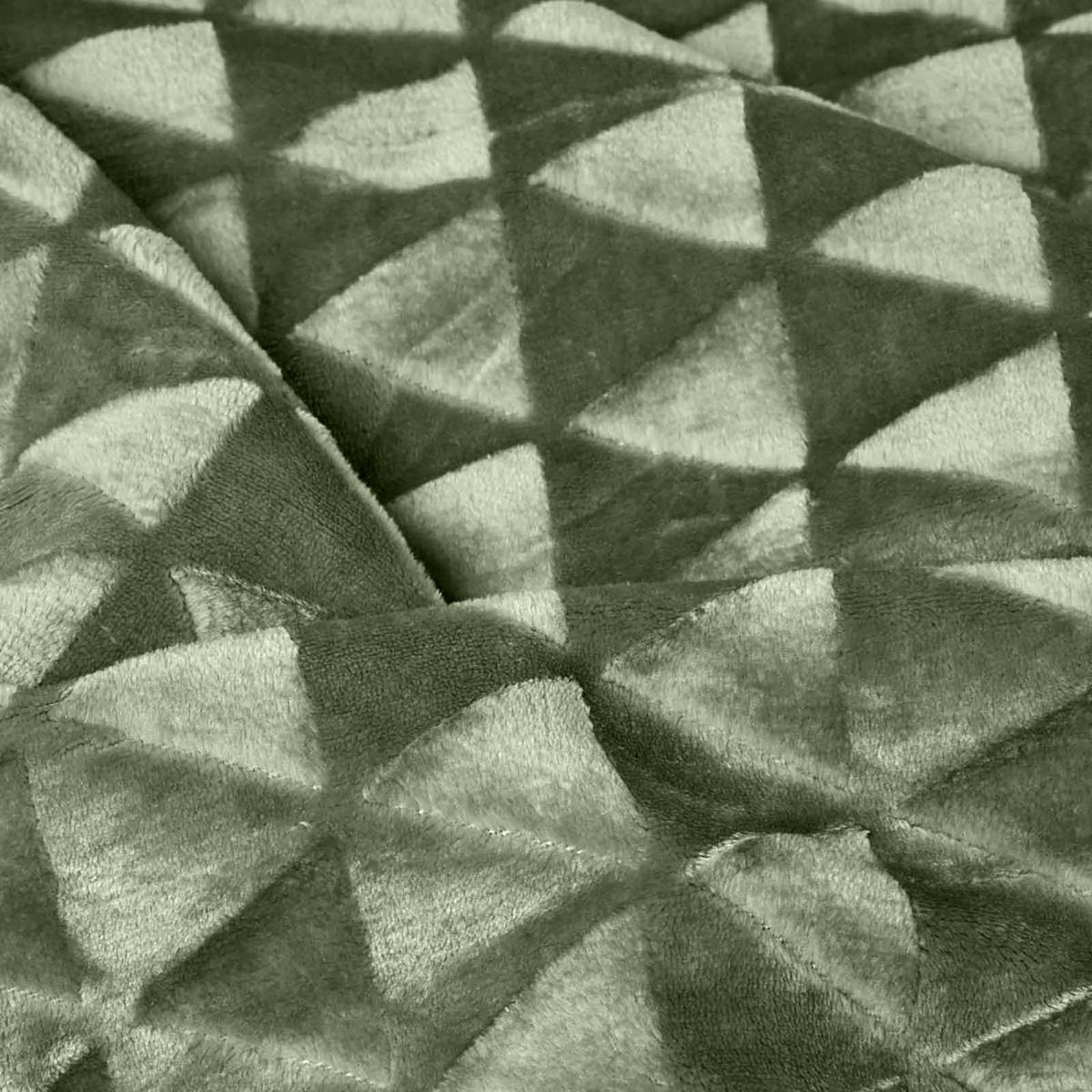 KUSCHELDECKE Sherpa 200/230 cm, Samtdecke mit Dreieckmuster - Salbeigrün, Textil (200/230cm) - Homescapes