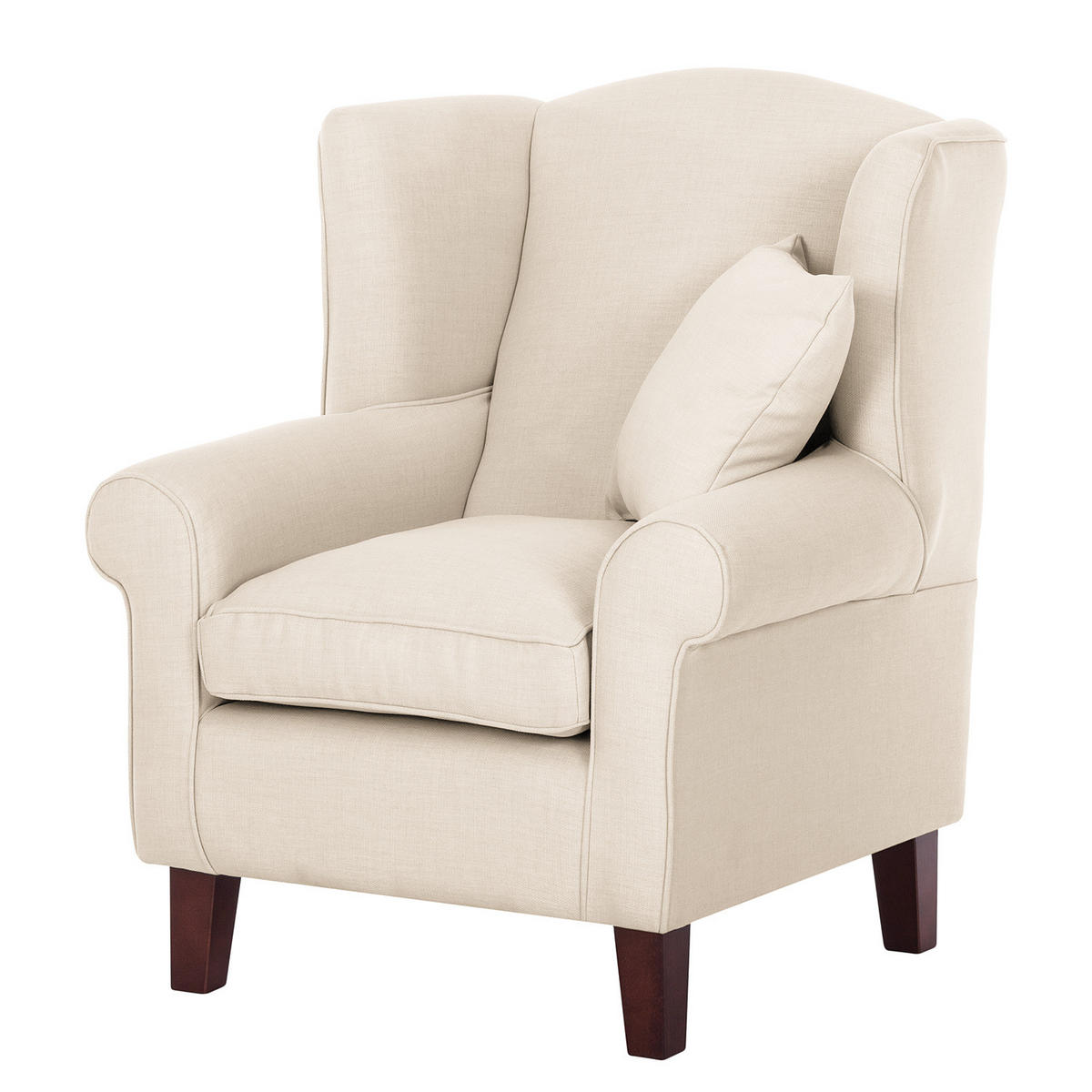 OHRENSESSEL - Dunkelbraun/Beige, Holz/Birkenholz (78/95/78cm) - home24