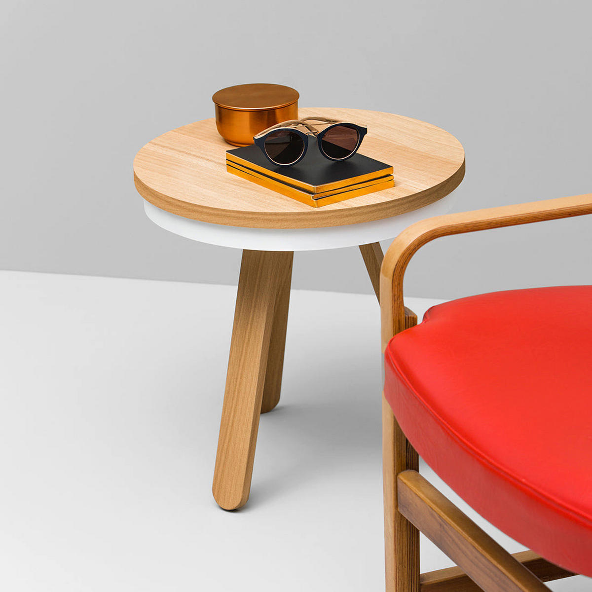 BEISTELLTISCH Batea S mit Tablett - Eichefarben/Weiß, Holz (42/42/42cm) - Woodendot