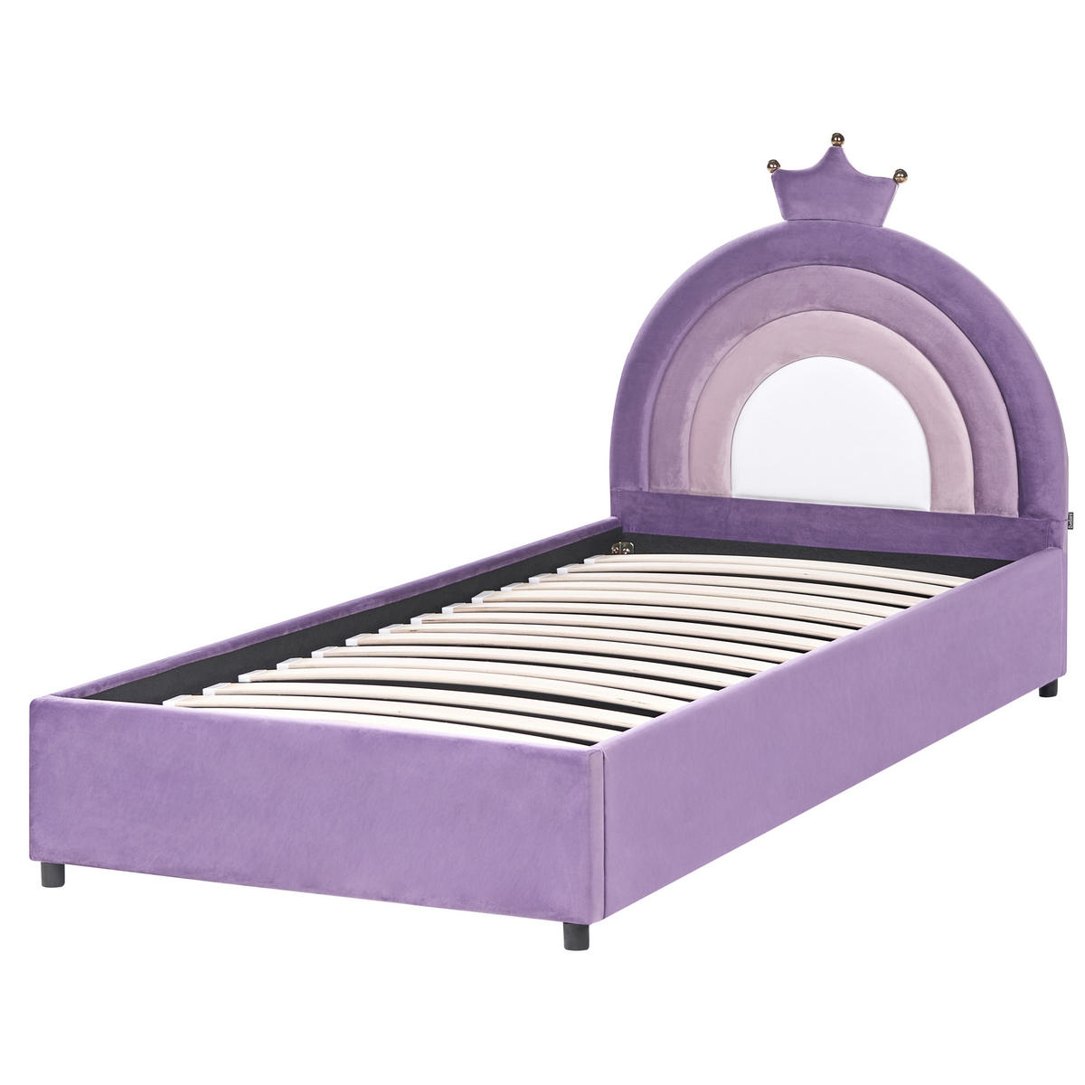 DĚTSKÁ POSTEL s úložným prostorem 90/200 cm Sametová látka Fialová Grisetot - fialová, textil (90/200cm) - Beliani