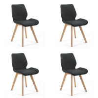 STUHL 4er-Set Schwarz - Eichefarben/Schwarz, Holz/Textil (45.5/82.5/53cm) - Akord