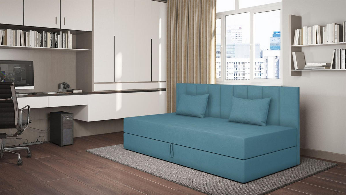 SOFA Margot In Opera - Blau, Holzwerkstoff/Textil (200/90/97cm) - Fun Möbel