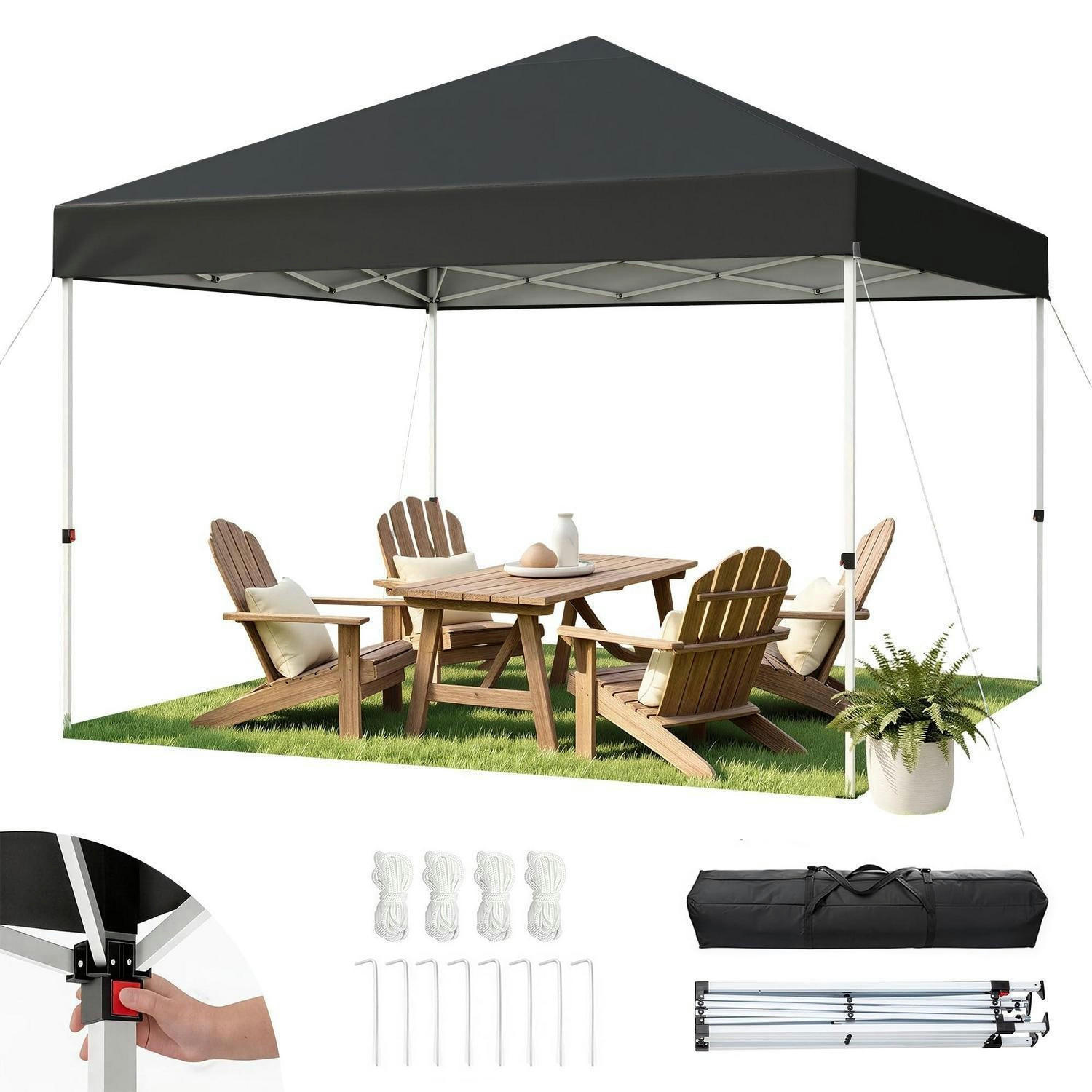 GARTENPAVILLON 3x3m Wasserdicht UV-Schutz 50+ Schwarz - Schwarz, Textil (300/265/300cm)