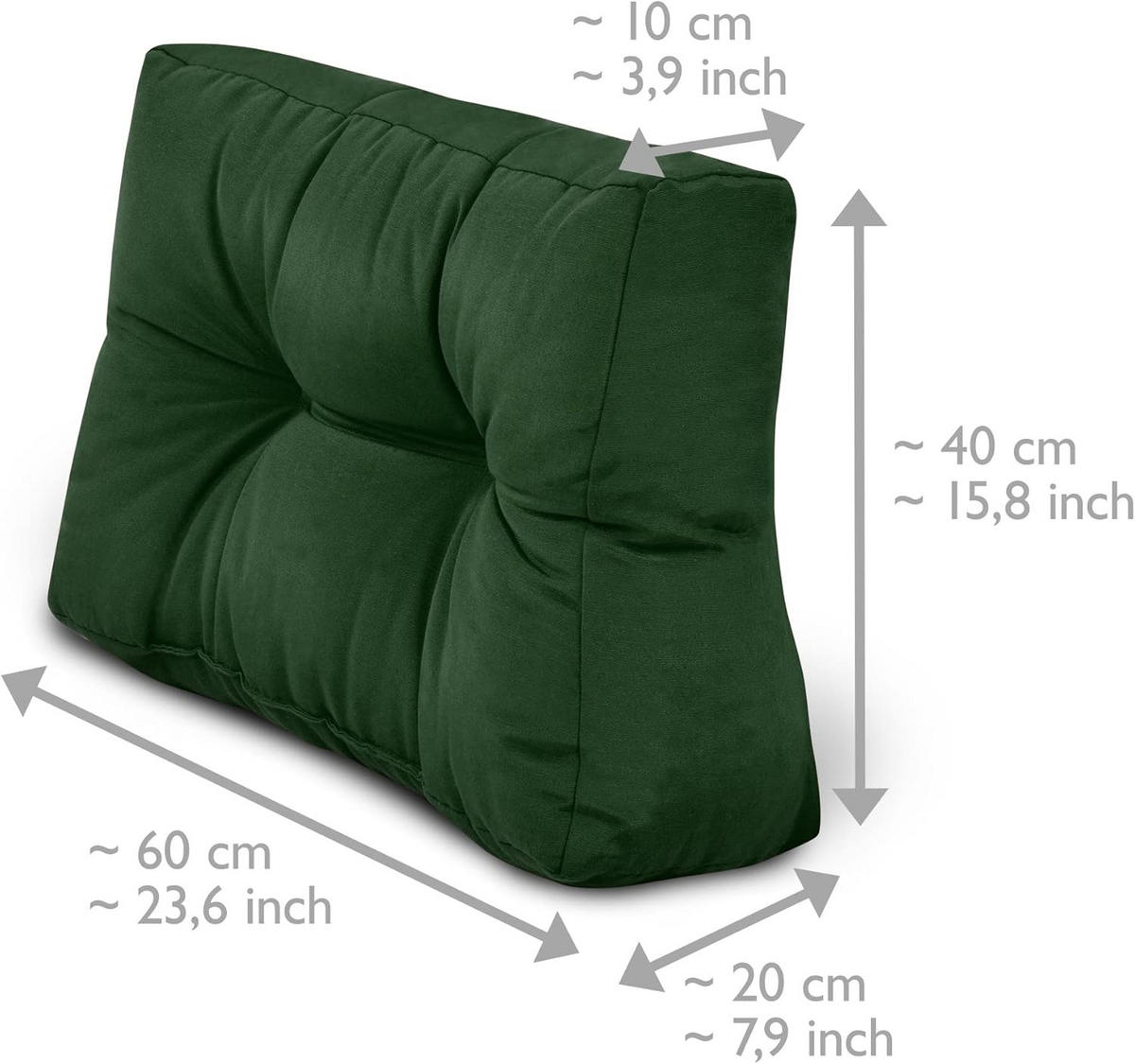PALETTENKISSEN ECO Style Sitz 120x80x15cm Dunkelgrün + Rücken (2tlg) - Dunkelgrün, Textil (80/15/120cm) - Beautissu 