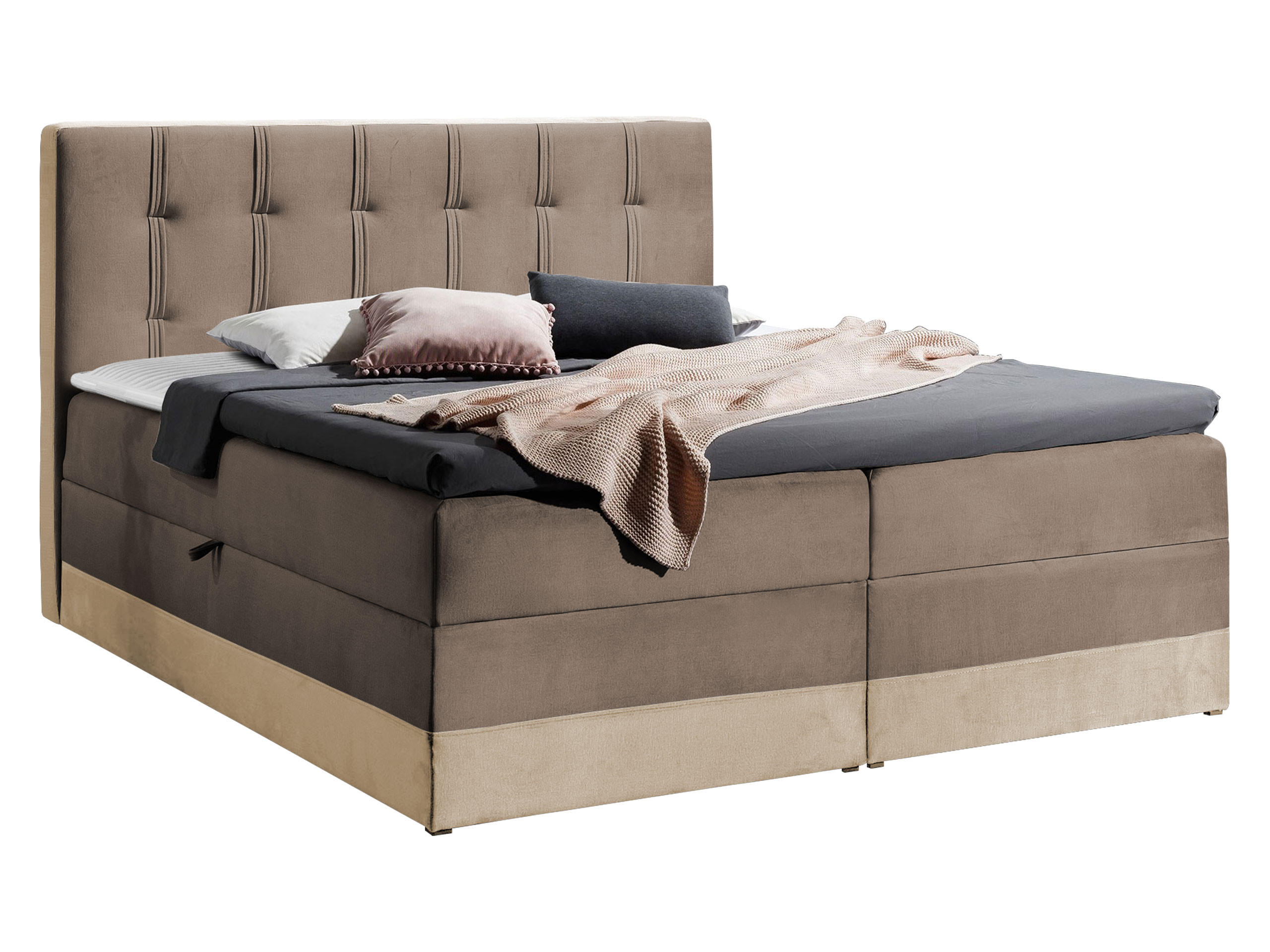BOXBETT Royal - Hellbraun/Creme, Holz (160/200cm) - MIRJAN24