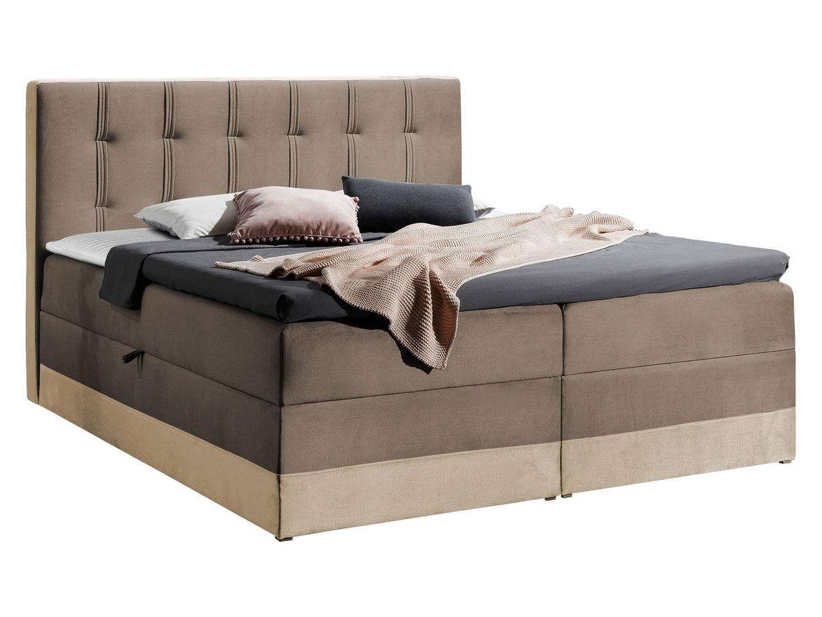 BOXBETT Royal - Hellbraun/Creme, Holz (160/200cm) - MIRJAN24