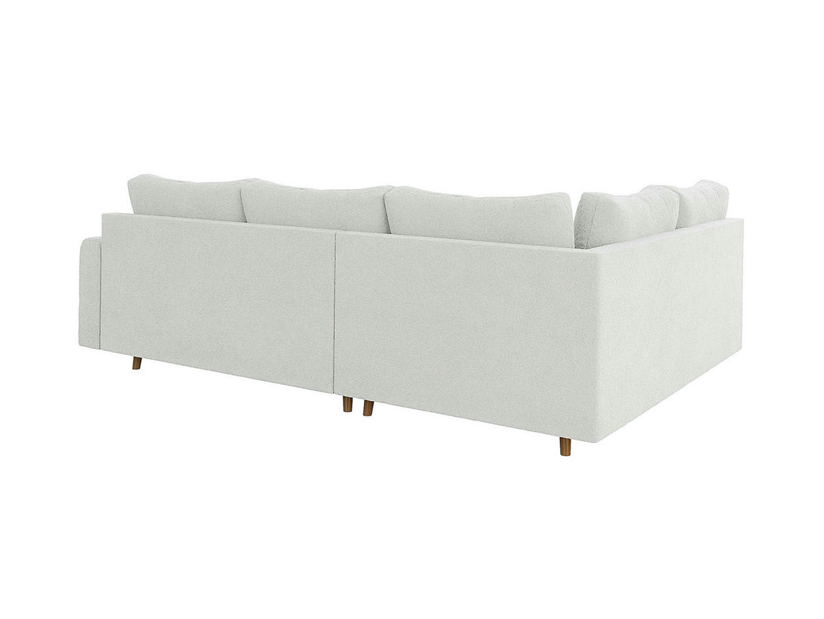 ECKSOFA Henrik Weiß Boucle - Ottomane links - Weiß/Braun, Holz/Textil (231/161cm) - S-Style Möbel