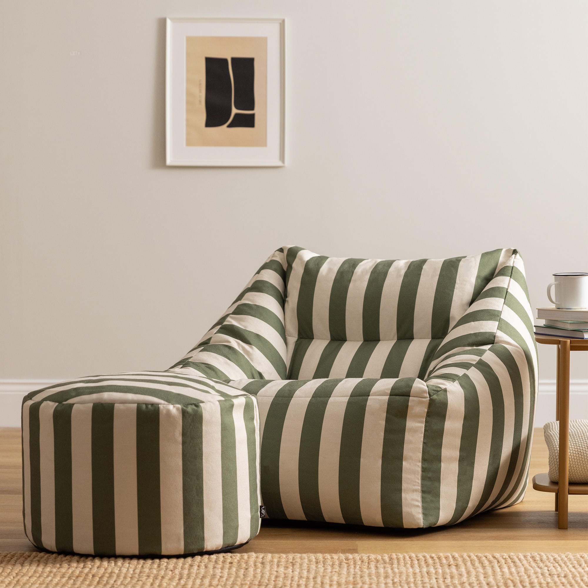 SITZSACK mit Sitzpouf Natalia - Olivgrün, Textil (97/73/84cm) - icon